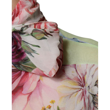 Dolce & Gabbana Multicolor Floral Patchwork Ascot Collar Top 1728,67345645728,Blouses - Shirts - Clothing,Clothing,Dolce & Gabbana,IT38 | XS,Material: 92% Silk 8% Elastane,Multicolor,New with tags,Shirts - Clothing,Tops & T-Shirts - Women - Clothing,Women