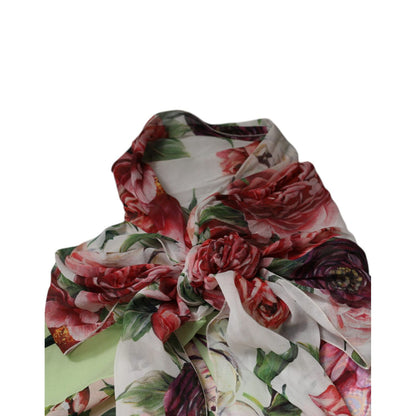 Dolce & Gabbana Multicolor Floral Patchwork Ascot Collar Top 1728,67345645728,Blouses - Shirts - Clothing,Clothing,Dolce & Gabbana,IT38 | XS,Material: 92% Silk 8% Elastane,Multicolor,New with tags,Shirts - Clothing,Tops & T-Shirts - Women - Clothing,Women
