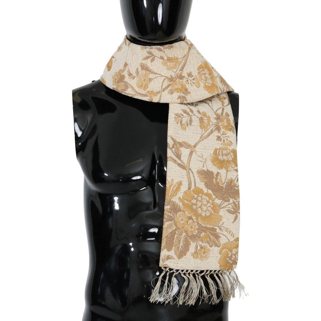 Dolce & Gabbana Elegant Beige Gold Jacquard Stole Scarf Dolce & Gabbana