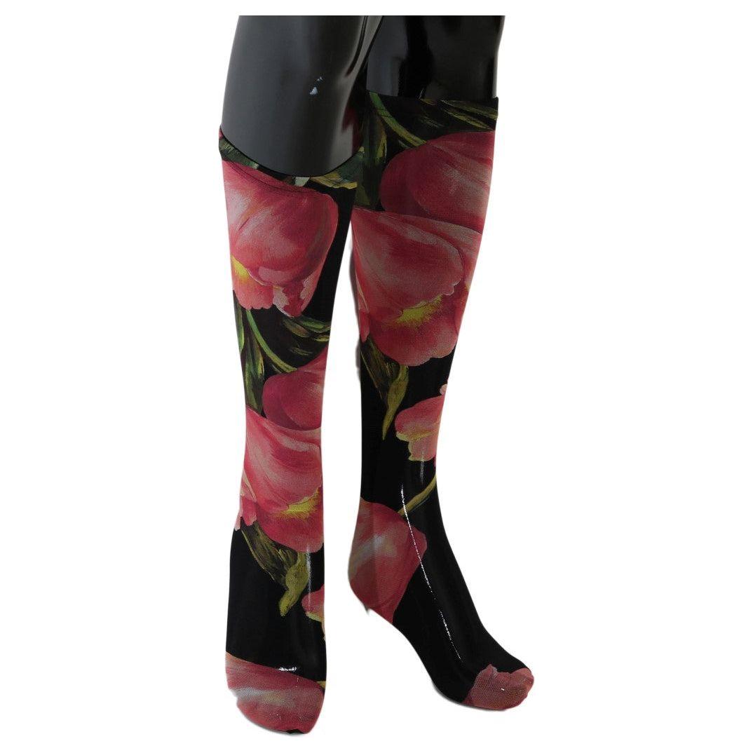 Dolce & Gabbana Multicolor Floral Tulip Nylon Socks 1728,67345645728,Clothing,Dolce & Gabbana,M,Material: 100% Nylon,Multicolor,New with tags,S,Socks - Underwear - Clothing,Tights & Socks - Women - Clothing,Underwear - Clothing,Women,Women - Clothing