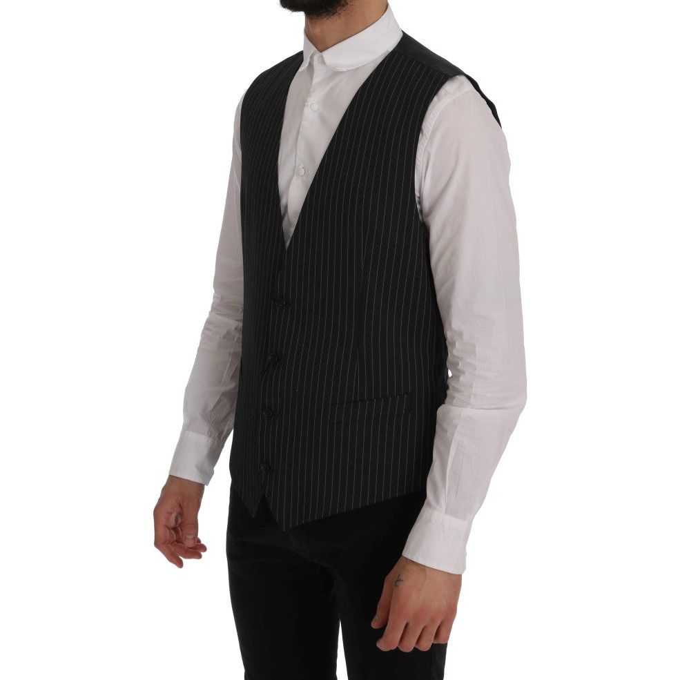 Dolce & Gabbana Elegant Gray Striped Vest Waistcoat Dolce & Gabbana