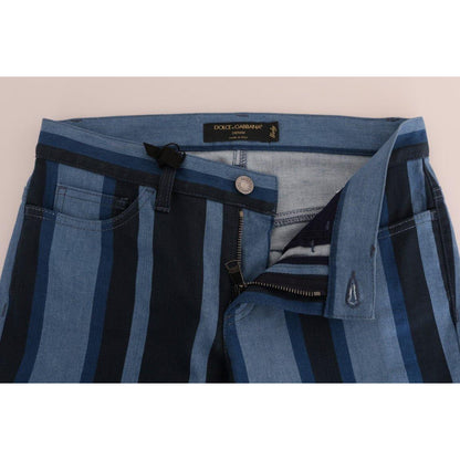 Dolce & Gabbana Blue GIRLY Striped Cotton Jeans