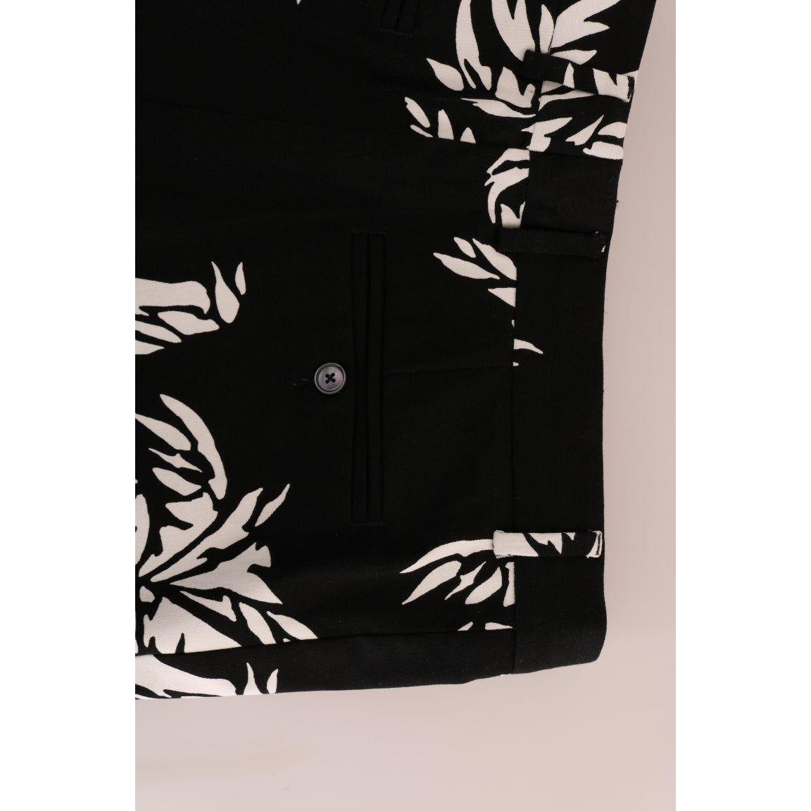 Dolce & Gabbana Black Tree Cotton Stretch Pants Jeans & Pants