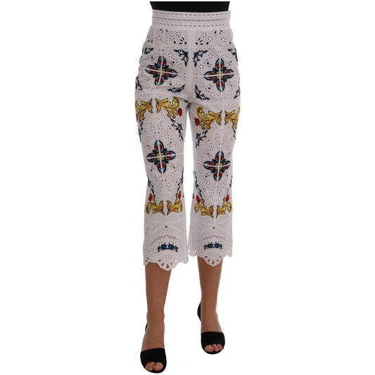 Dolce & Gabbana Mulicolor Majolica Cutout Capri Pants 10% PL,1728,67345645728,Clothing,Cropped Pants - Pants - Clothing,Dolce & Gabbana,IT38|XS,IT40|S,IT42|M,Jeans & Pants - Women - Clothing,Material: 90% Cotton,Multicolor,New with tags,Pants - Clothing,W