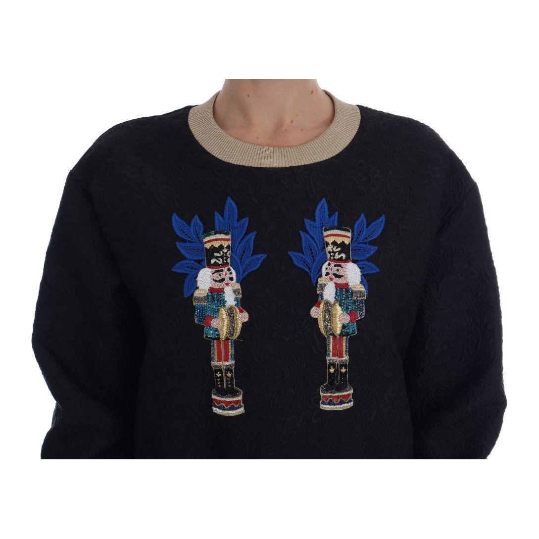 Dolce & Gabbana Black Fairy Tale Brocade Zipper Sweater