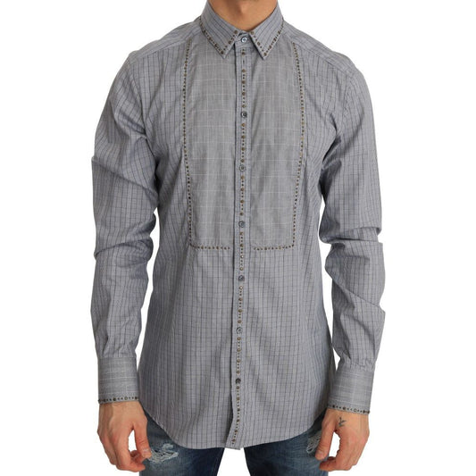 Dolce & Gabbana Elegant Gray Checkered Slim Fit Casual Shirt Dolce & Gabbana