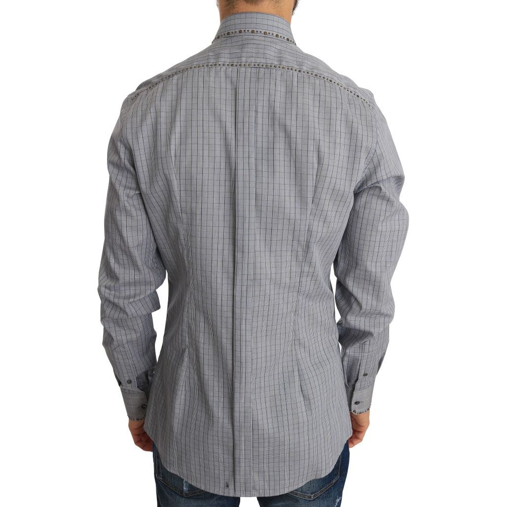 Dolce & Gabbana Elegant Gray Checkered Slim Fit Casual Shirt Dolce & Gabbana