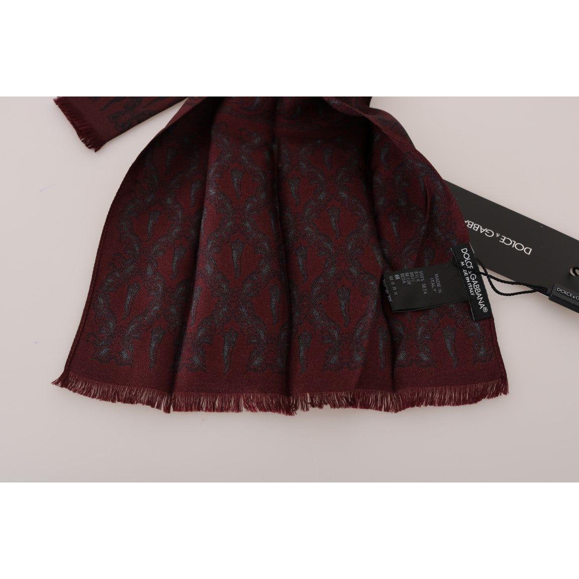 Dolce & Gabbana Silk Bordeaux Crown Chili Print Mens Scarf Silk Scarves Dolce & Gabbana