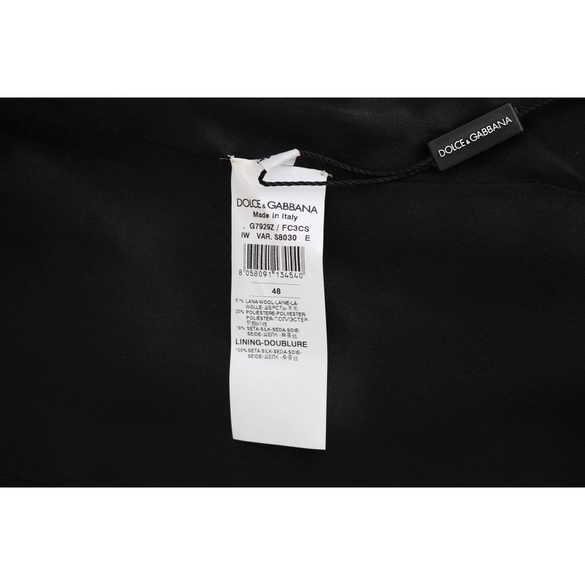 Dolce & Gabbana Gray Wool Patterned Slim Vest Dolce & Gabbana