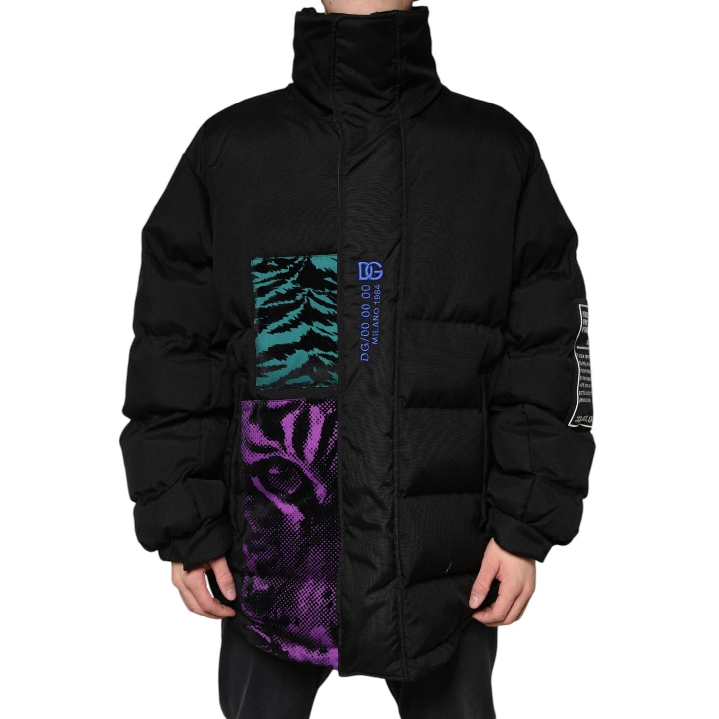 Dolce & Gabbana Black Nylon Puffer Men Full Zip Jacket 1728,67345645728,Black,Clothing,Dolce & Gabbana,IT52 | XL,Jackets & Coats - Clothing,Jackets - Men - Clothing,Material: 84% Nylon 13% Cotton,Men,Men - Clothing,New with tags,Shell Jackets - Jackets &