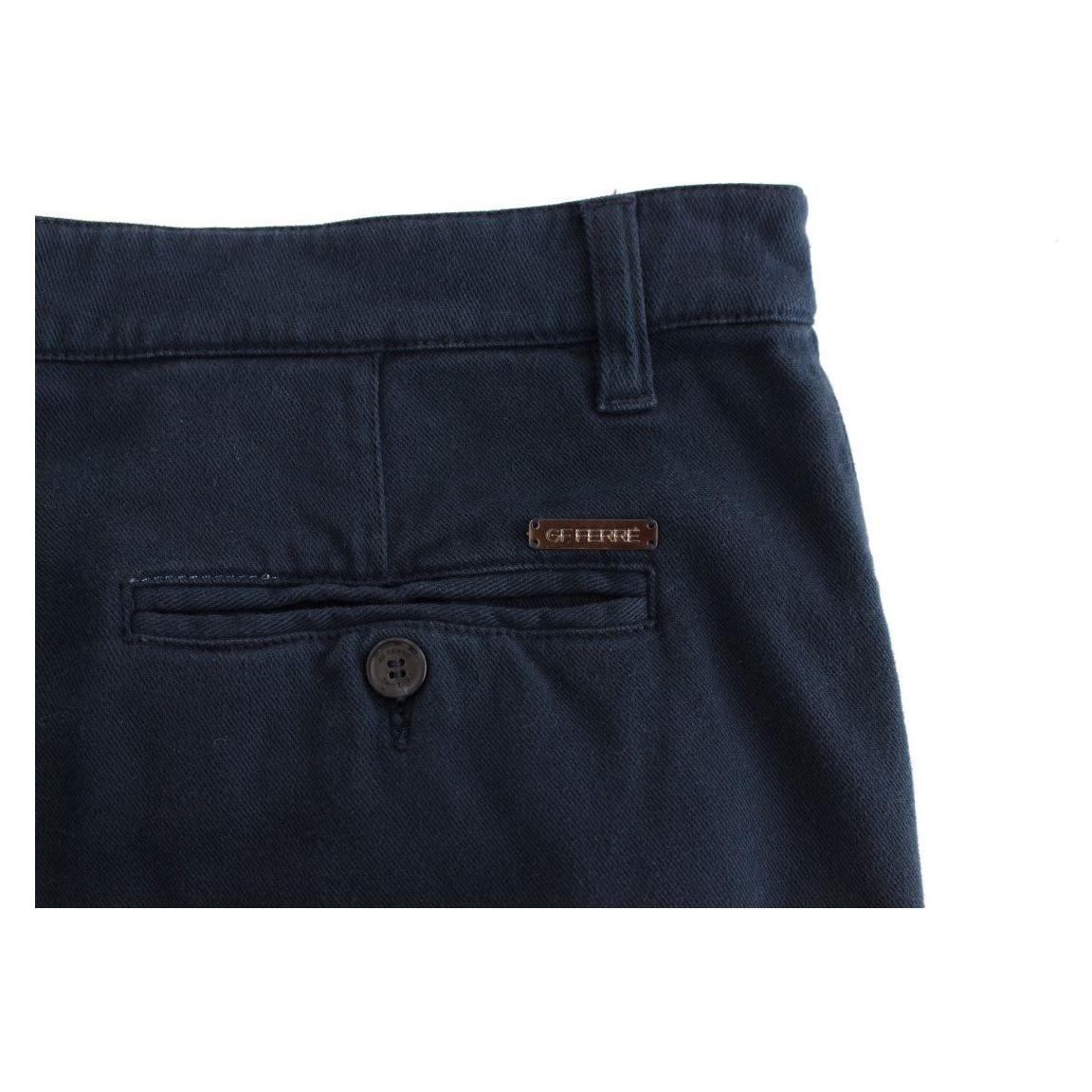 GF Ferre Elegant Blue Cotton Stretch Chinos GF Ferre