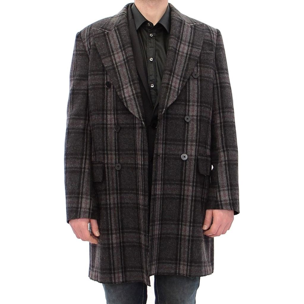 Dolce & Gabbana Sicilia Checkered Wool Blend Coat Coats & Jackets Dolce & Gabbana