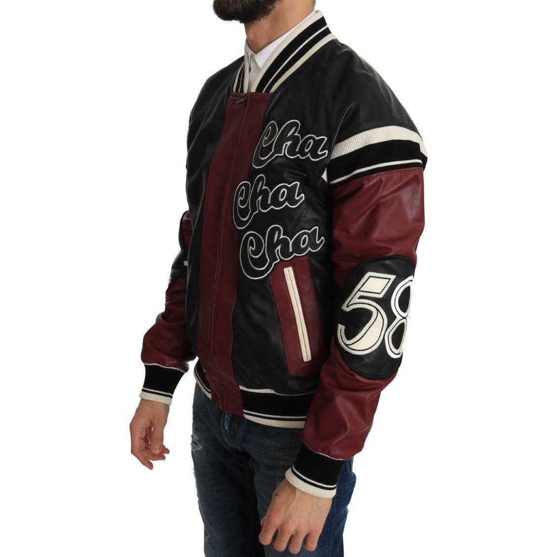 Dolce & Gabbana Leather Club Lounge Black Red Jacket 1728,67345645728,Black and Red,Bombers - Jackets & Coats - Clothing,Clothing,Dolce & Gabbana,IT44 | XS,Jackets & Coats - Clothing,Jackets - Men - Clothing,Leather Jackets - Jackets & Coats - Clothing,Ma