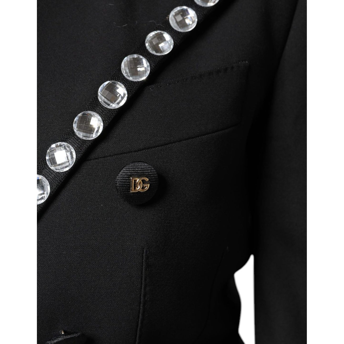Dolce & Gabbana Black Crystal Double Breasted Blazer Jacket