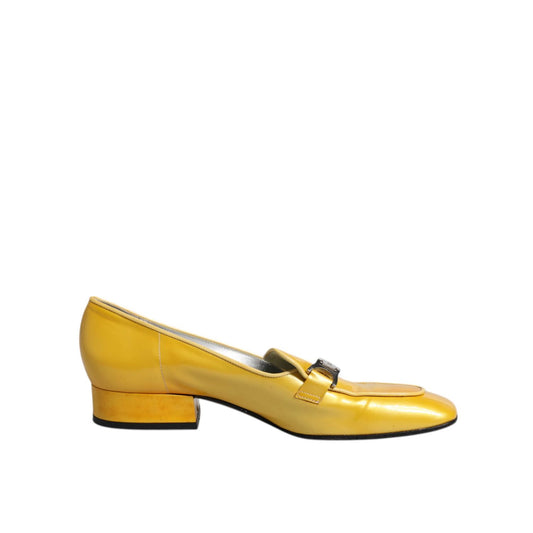 Dolce & Gabbana Yellow Leather Logo Plaque Slip On Mocassin Shoes 1728,67345645728,Dolce & Gabbana,EU39/US8.5,Flat Shoes - Women - Shoes,Flats - Shoes,Material: Leather,Moccassins - Flats - Shoes,Preowned / Defect,Shoes,Women,Women - Shoes,Yellow