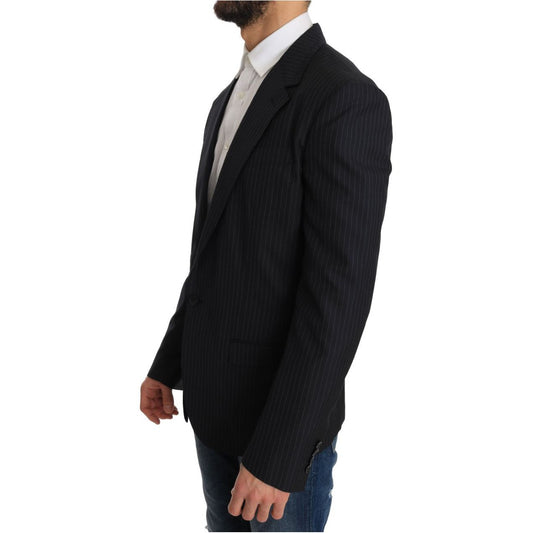 Dolce & Gabbana Elegant Slim Fit Striped Wool Silk Blazer Dolce & Gabbana