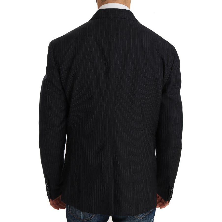 Dolce & Gabbana Elegant Slim Fit Striped Wool Silk Blazer Dolce & Gabbana