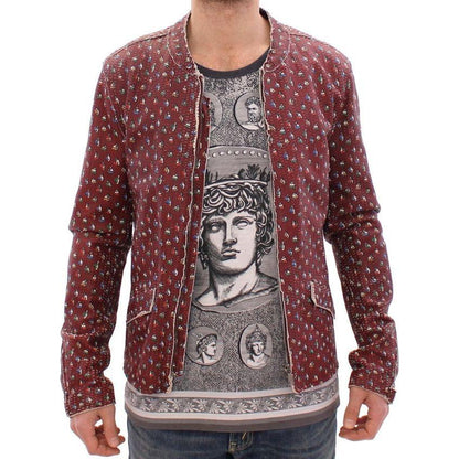 Dolce & Gabbana Bordeaux Leather Boxer Print Jacket Coat Coats & Jackets