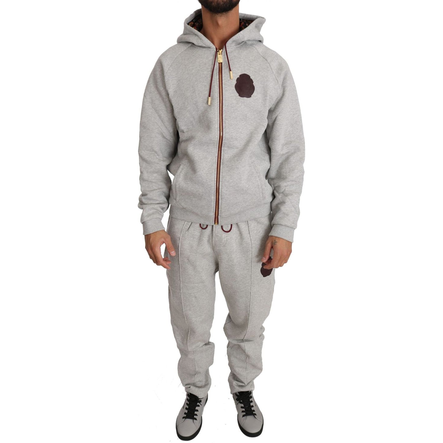 Billionaire Italian Couture Elegant Gray Cotton Sweatsuit Ensemble Billionaire Italian Couture