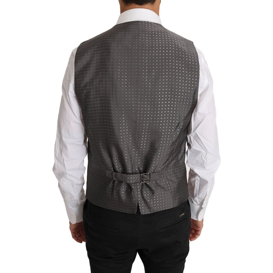 Dolce & Gabbana Sleek Bronze & Gray Formal Vest Slim Fit Dolce & Gabbana