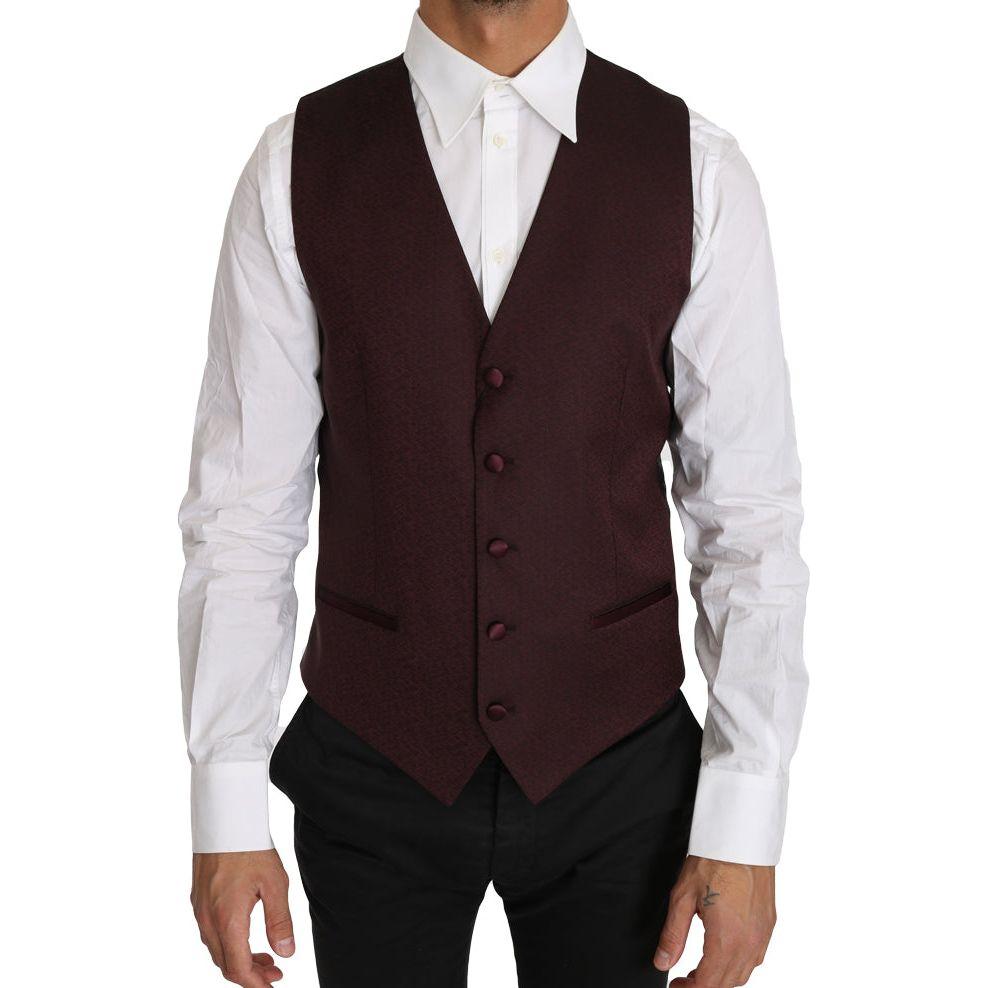 Dolce & Gabbana Purple Pattern Wool Silk Waistcoat Vest Dolce & Gabbana