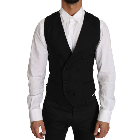 Dolce & Gabbana Gray Wool Double Breasted Waistcoat Vest Dolce & Gabbana