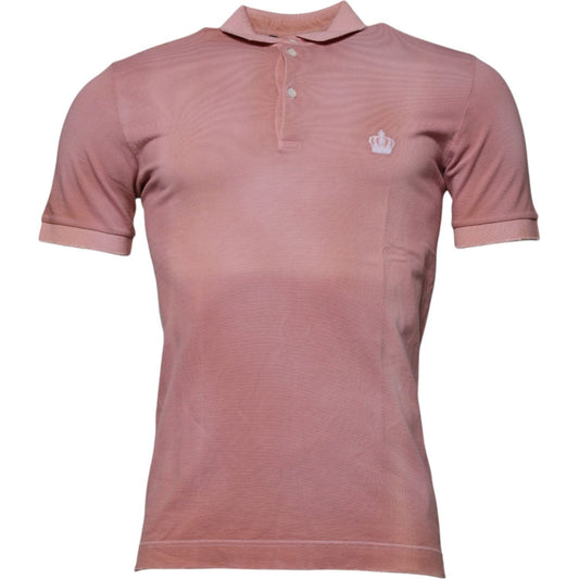 Dolce & Gabbana Pink Crown Collared Short Sleeve Polo T-shirt 1728,67345645728,Clothing,Dolce & Gabbana,IT46 | S,Material: 100% Cotton,Men,Men - Clothing,Pink,Polo Shirt - Men - Clothing,Polo Shirts - T-Shirts - Clothing,Preowned / Defect,T-Shirts - Cloth