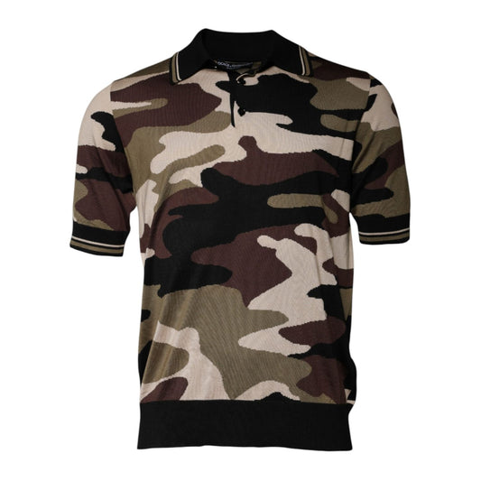 Dolce & Gabbana Multicolor Camouflage Collared Polo T-shirt 1728,67345645728,Clothing,Dolce & Gabbana,IT48 | M,Material: 100% Silk,Men,Men - Clothing,Multicolor,Polo Shirt - Men - Clothing,Polo Shirts - T-Shirts - Clothing,Preowned / Defect,T-Shirts - Clo