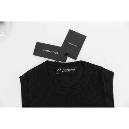 Dolce & Gabbana Black Sleeveless Crewneck Vest Pullover 1728,67345645728,70% Viscose,Black,Clothing,Dolce & Gabbana,IT36|XXS,IT38|XS,Material: 30% Cotton,New with tags,Sleeveless - Sweaters - Clothing,Sweaters - Clothing,Tops & T-Shirts - Women - Clothing
