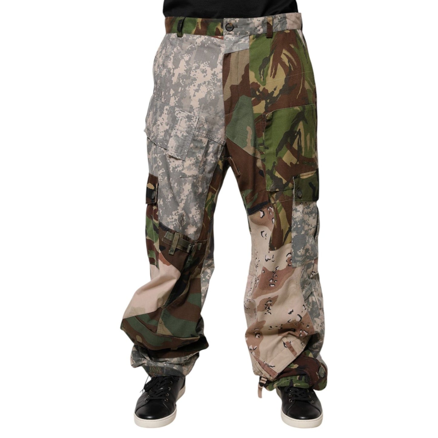 Dolce & Gabbana Multicolor Patchwork Camouflage Cargo Pants 1728,67345645728,Cargo Pants - Pants - Clothing,Clothing,Dolce & Gabbana,IT48 | M,Jeans & Pants - Men - Clothing,Material: 50% Nylon 50% Cotton,Men,Men - Clothing,Multicolor,New with tags,Pants -