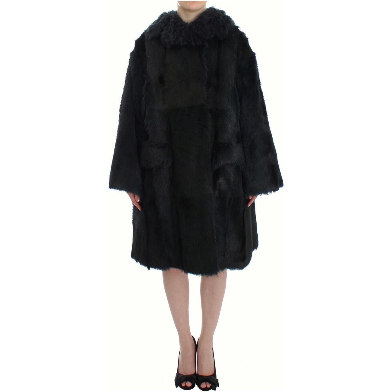 Dolce & Gabbana Black Goat Fur Shearling Long Jacket Coat 1728,67345645728,Black,Clothing,Coats - Jackets & Coats - Clothing,Dolce & Gabbana,Fur,IT40|S,Jackets & Coats - Clothing,Material: 100% Goatskin,New with tags,Shearling,Tops & T-Shirts - Women - Cl