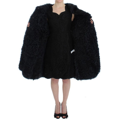 Dolce & Gabbana Black Goat Fur Shearling Long Jacket Coat 1728,67345645728,Black,Clothing,Coats - Jackets & Coats - Clothing,Dolce & Gabbana,Fur,IT40|S,Jackets & Coats - Clothing,Material: 100% Goatskin,New with tags,Shearling,Tops & T-Shirts - Women - Cl