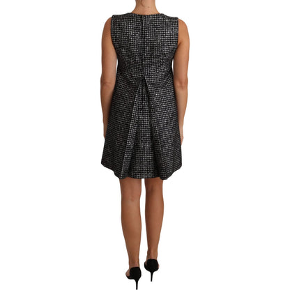 Dolce & Gabbana Gray Houndstooth Floral Appliqué Shift Mini Dress 12% nylon,17% alpaca,17% mohair,1728,20% silk,67345645728,Clothing,Dolce & Gabbana,Dresses - Clothing,Dresses - Women - Clothing,Gray,IT40|S,Material: 34% virgin wool,New with tags,Short -