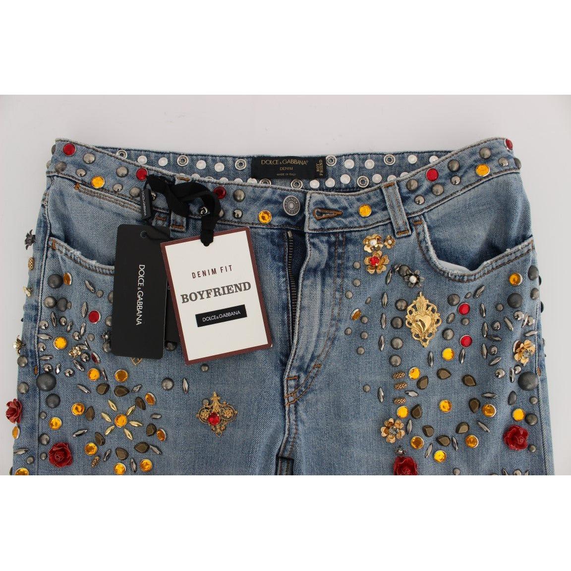 Dolce & Gabbana Enchanted Sicily Crystal Heart Boyfriend Jeans Dolce & Gabbana