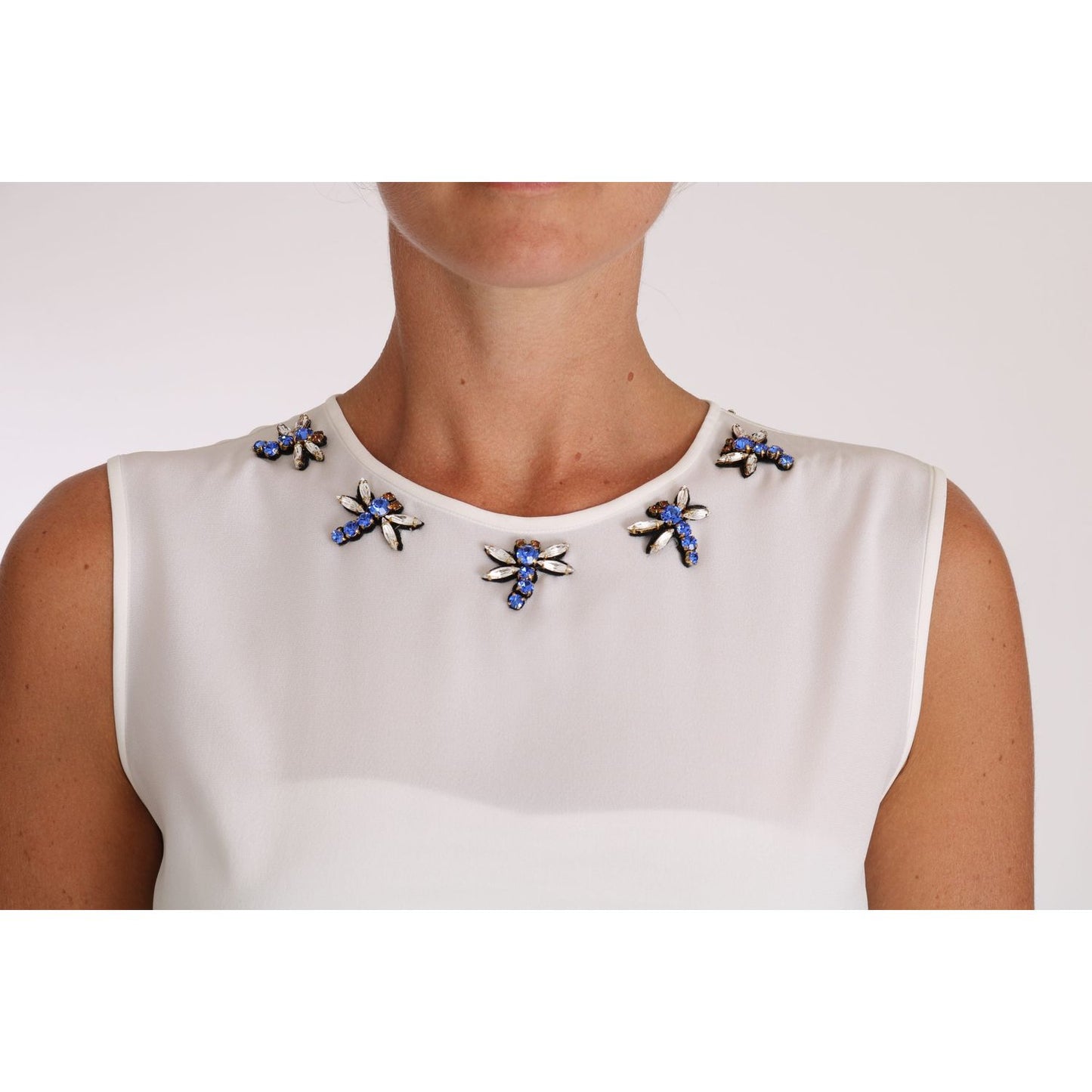 Dolce & Gabbana Elegant Embellished Sleeveless Silk Blouse Dolce & Gabbana