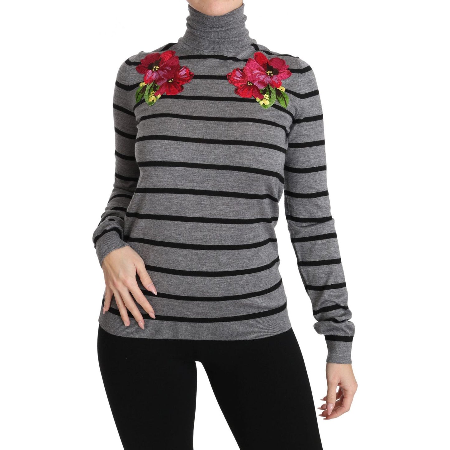 Dolce & Gabbana Elegant Embroidered Cashmere-Silk Sweater Dolce & Gabbana