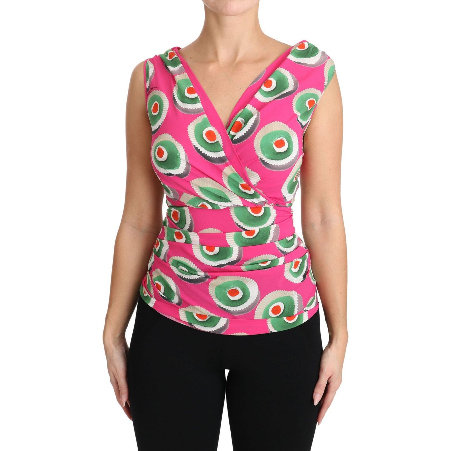 Dolce & Gabbana Pink Silk Stretch Sicilian Cake Top 1728,6% Elastane,67345645728,Clothing,Dolce & Gabbana,IT36|XXS,IT40|S,IT42|M,Material: 94% Silk,New with tags,Pink,Sleeveless - T-Shirts - Clothing,T-Shirts - Clothing,Tops & T-Shirts - Women - Clothing,