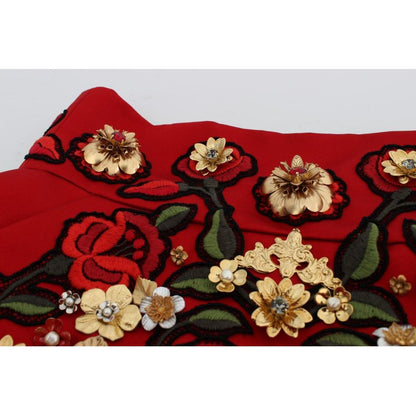 Dolce & Gabbana Red Silk Crystal Roses Shorts 1% Rayon,1728,2% Polyester,5% Brass,5% Crystal,67345645728,7% Cotton,Clothing,Dolce & Gabbana,IT40|S,IT42|M,Material: 80% Silk,New with tags,Red,Short and Mini - Shorts - Clothing,Shorts - Clothing,Shorts - Wo