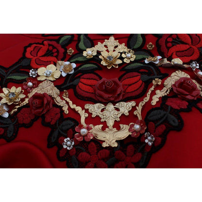 Dolce & Gabbana Red Silk Crystal Roses Shorts 1% Rayon,1728,2% Polyester,5% Brass,5% Crystal,67345645728,7% Cotton,Clothing,Dolce & Gabbana,IT40|S,IT42|M,Material: 80% Silk,New with tags,Red,Short and Mini - Shorts - Clothing,Shorts - Clothing,Shorts - Wo