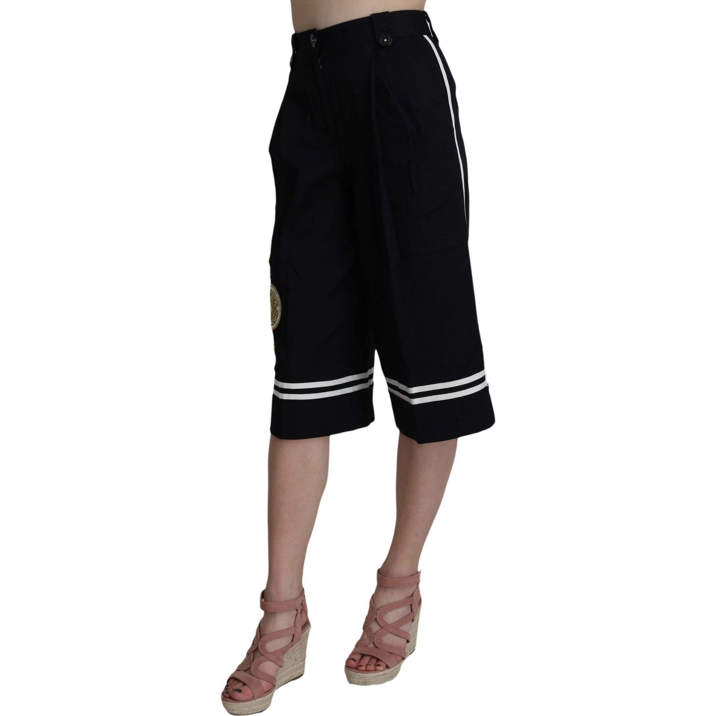 Dolce & Gabbana Elegant High Waist Black Cotton Pants Jeans & Pants Dolce & Gabbana