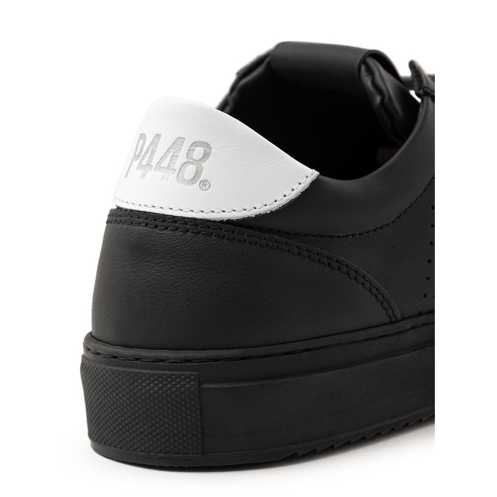 P448 Black Leather Athletic Sneakers 1728,67397976224,Athletic - Sneakers - Shoes,Black,EU39/US6,EU40/US7,Men,Men - Shoes,New with tags,P448,Shoes,Sneakers - Men - Shoes,Sneakers - Shoes