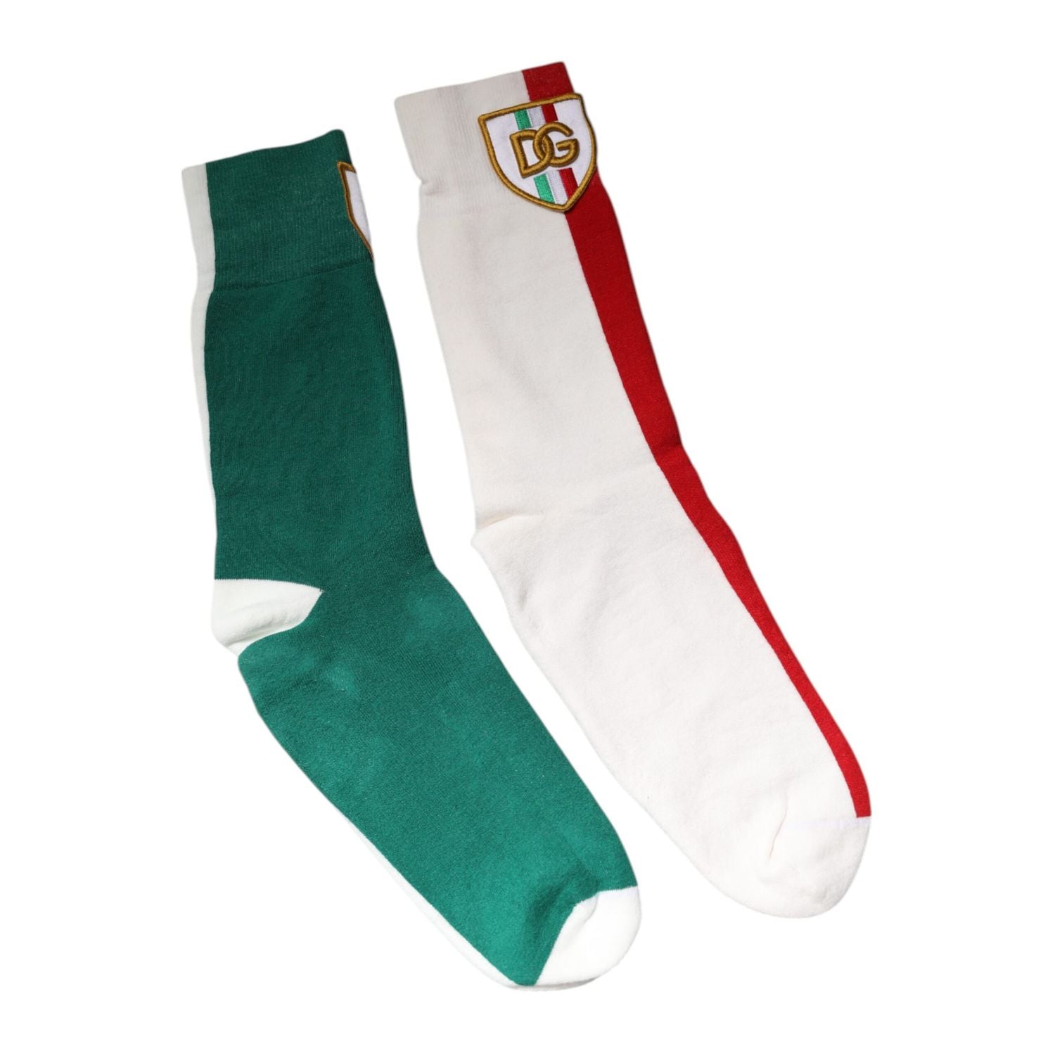 Dolce & Gabbana Multicolor Cotton DG Logo Patch Mid Calf Socks