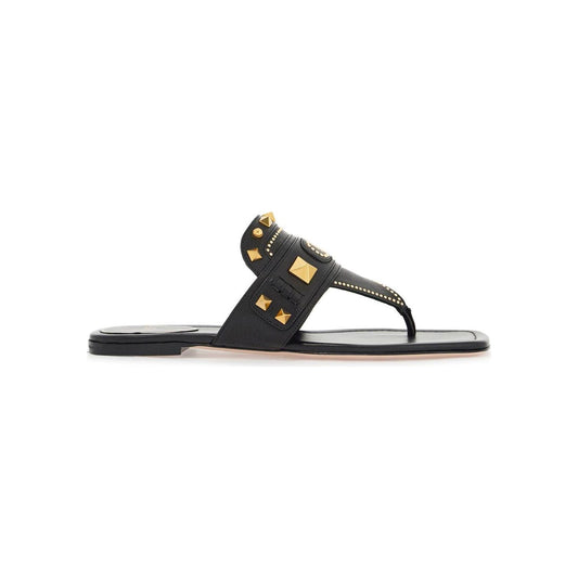 Valentino Garavani black buffalo leather studded flip-flops Sandals Valentino Garavani