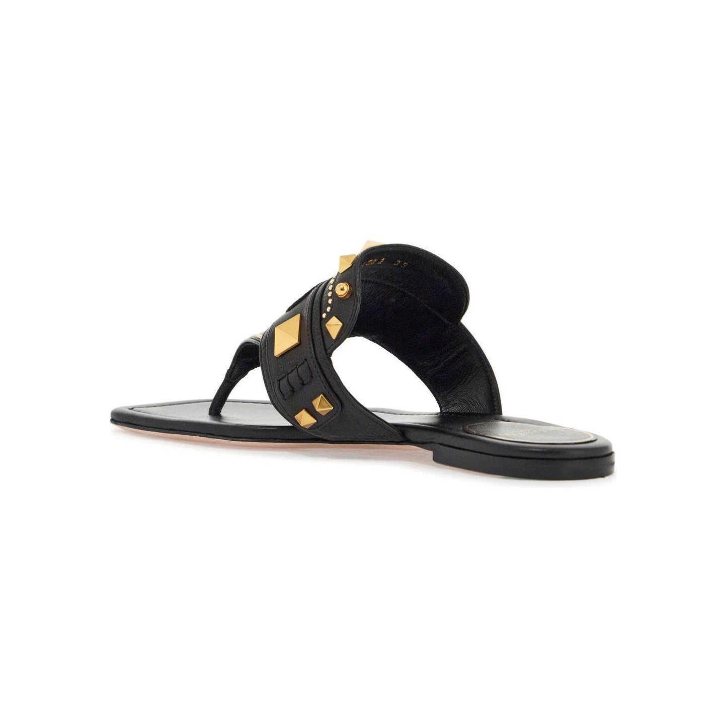 Valentino Garavani black buffalo leather studded flip-flops Sandals Valentino Garavani