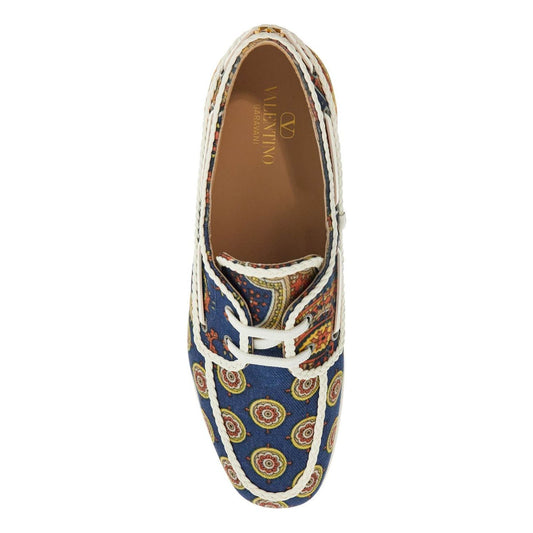 Valentino Garavani blue cotton boat shoes with paisley pattern Espadrilles Valentino Garavani