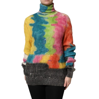 Dolce & Gabbana Multicolor Mohair Turtleneck Pullover Sweater 1728,67345645728,Clothing,Dolce & Gabbana,IT40|S,Material: 66% Mohair 29% Nylon 5% Wool,Multicolor,New with tags,Sweaters - Clothing,Sweaters - Women - Clothing,Turtlenecks - Sweaters - Clothin