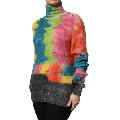 Dolce & Gabbana Multicolor Mohair Turtleneck Pullover Sweater 1728,67345645728,Clothing,Dolce & Gabbana,IT40|S,Material: 66% Mohair 29% Nylon 5% Wool,Multicolor,New with tags,Sweaters - Clothing,Sweaters - Women - Clothing,Turtlenecks - Sweaters - Clothin