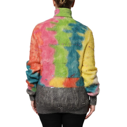Dolce & Gabbana Multicolor Mohair Turtleneck Pullover Sweater 1728,67345645728,Clothing,Dolce & Gabbana,IT40|S,Material: 66% Mohair 29% Nylon 5% Wool,Multicolor,New with tags,Sweaters - Clothing,Sweaters - Women - Clothing,Turtlenecks - Sweaters - Clothin