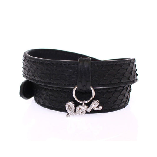 Nialaya Snakeskin CZ LOVE 925 Silver Bracelet