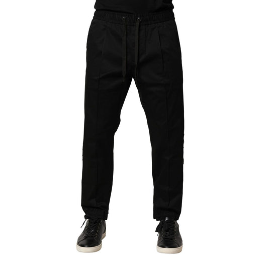 Dolce & Gabbana Black Cotton Mid Waist Jogger Pants 1728,67345645728,Athletic Pants - Pants - Clothing,Black,Clothing,Dolce & Gabbana,IT50 | L,Jeans & Pants - Men - Clothing,Material: 97% Cotton 3% Elastane,Men,Men - Clothing,New with tags,Pants - Clothin
